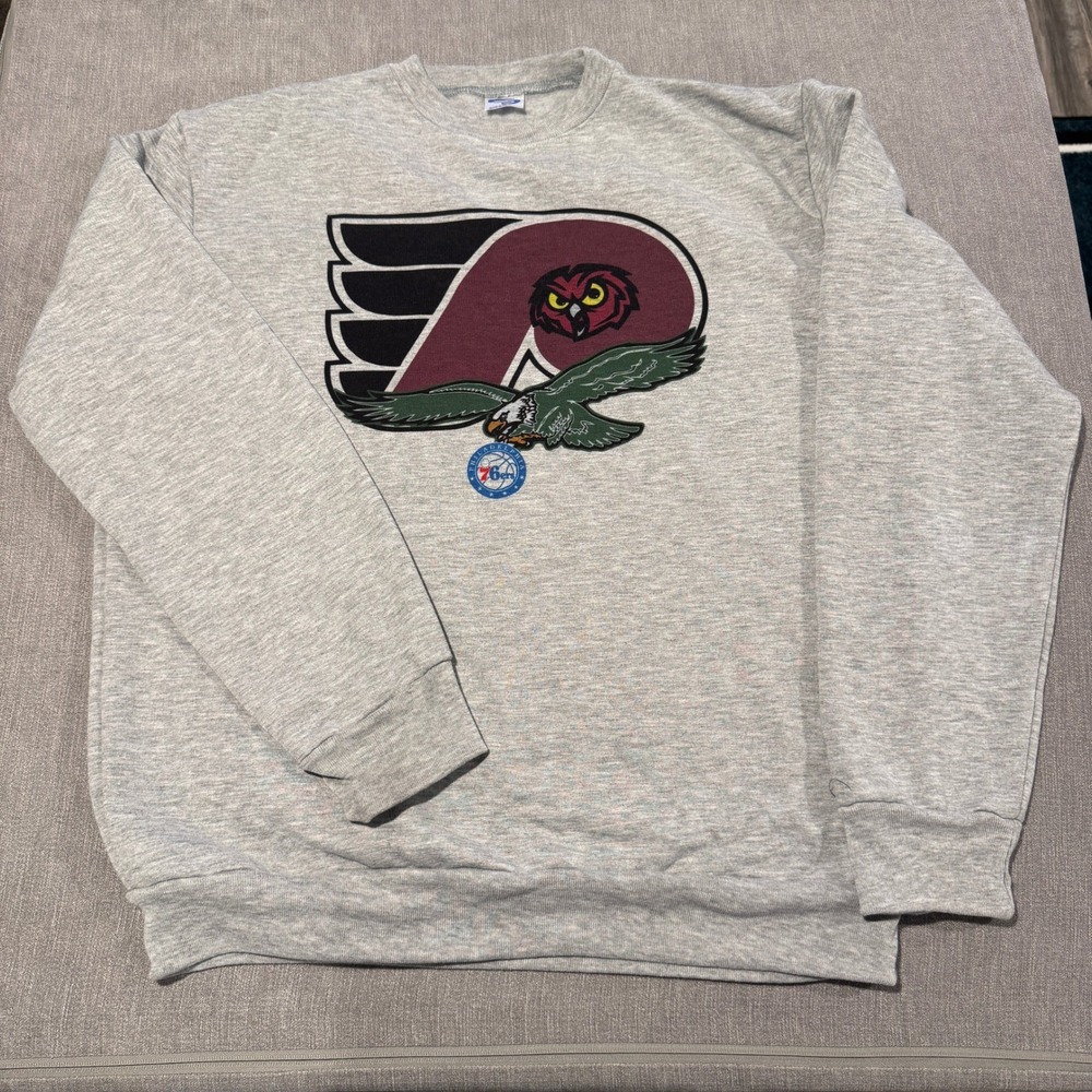 Philadelphia Sports Sweatshirt M Gray Philly Flyers Sixers Eagles Phillies Owls